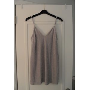 Boutique Grey Velvet Tank Dress